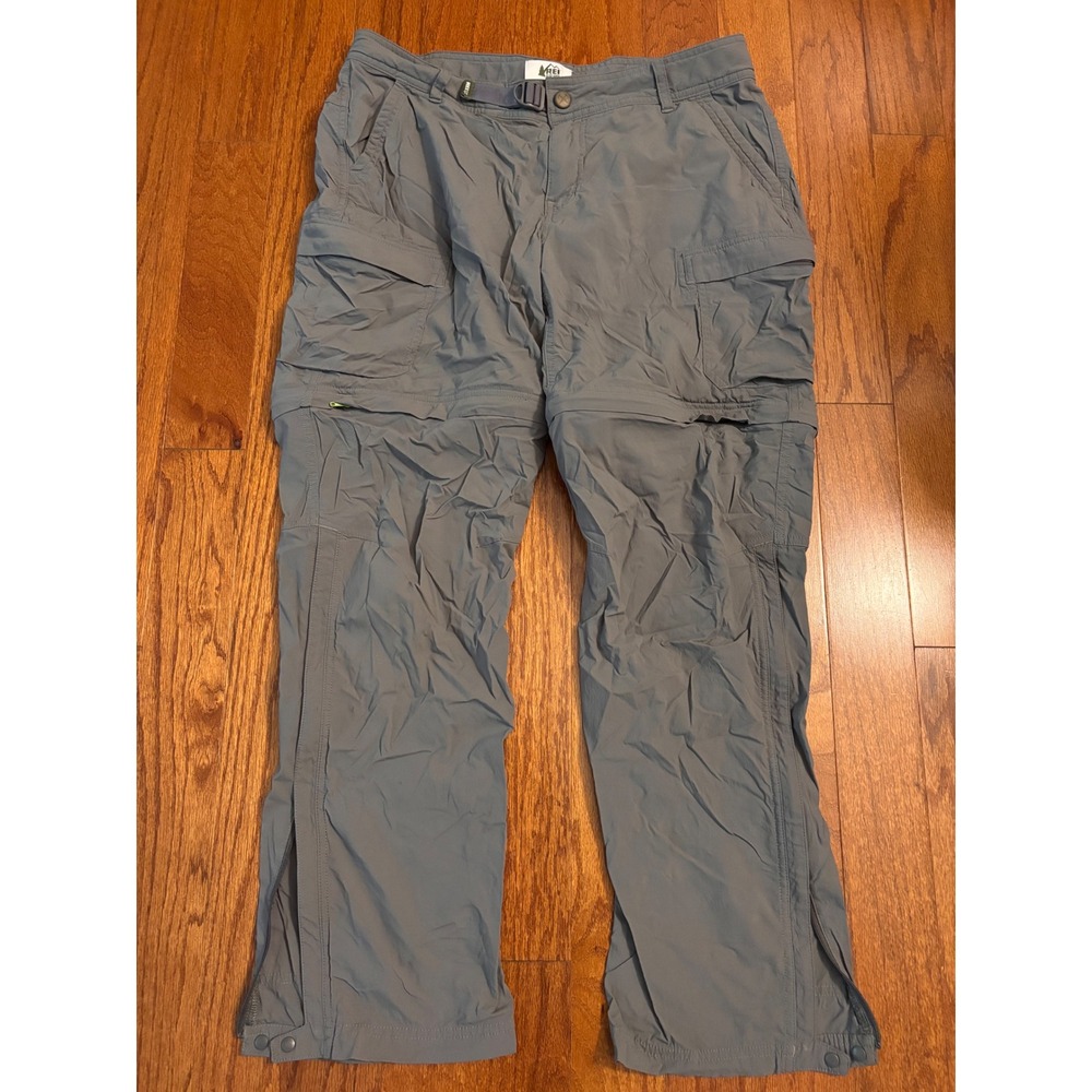 REI‎ Co-op Relaxed Gray Convertible Hiking Pants with Belt Size 12 Petite